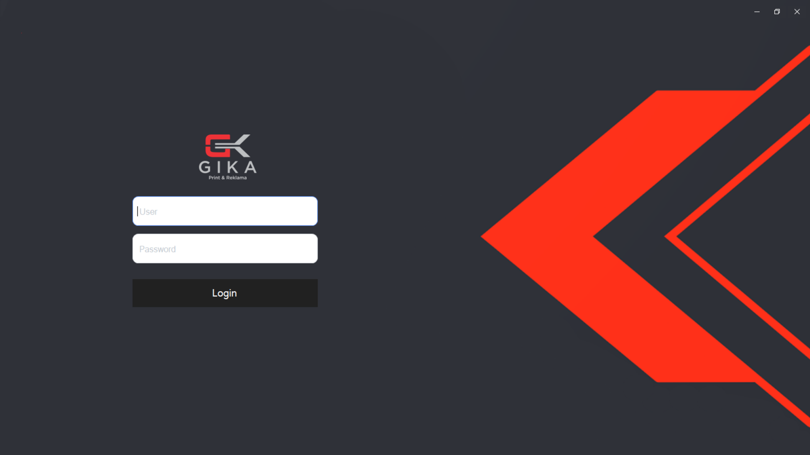 Gika login screen