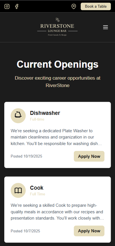 Riverstone join us page on mobile